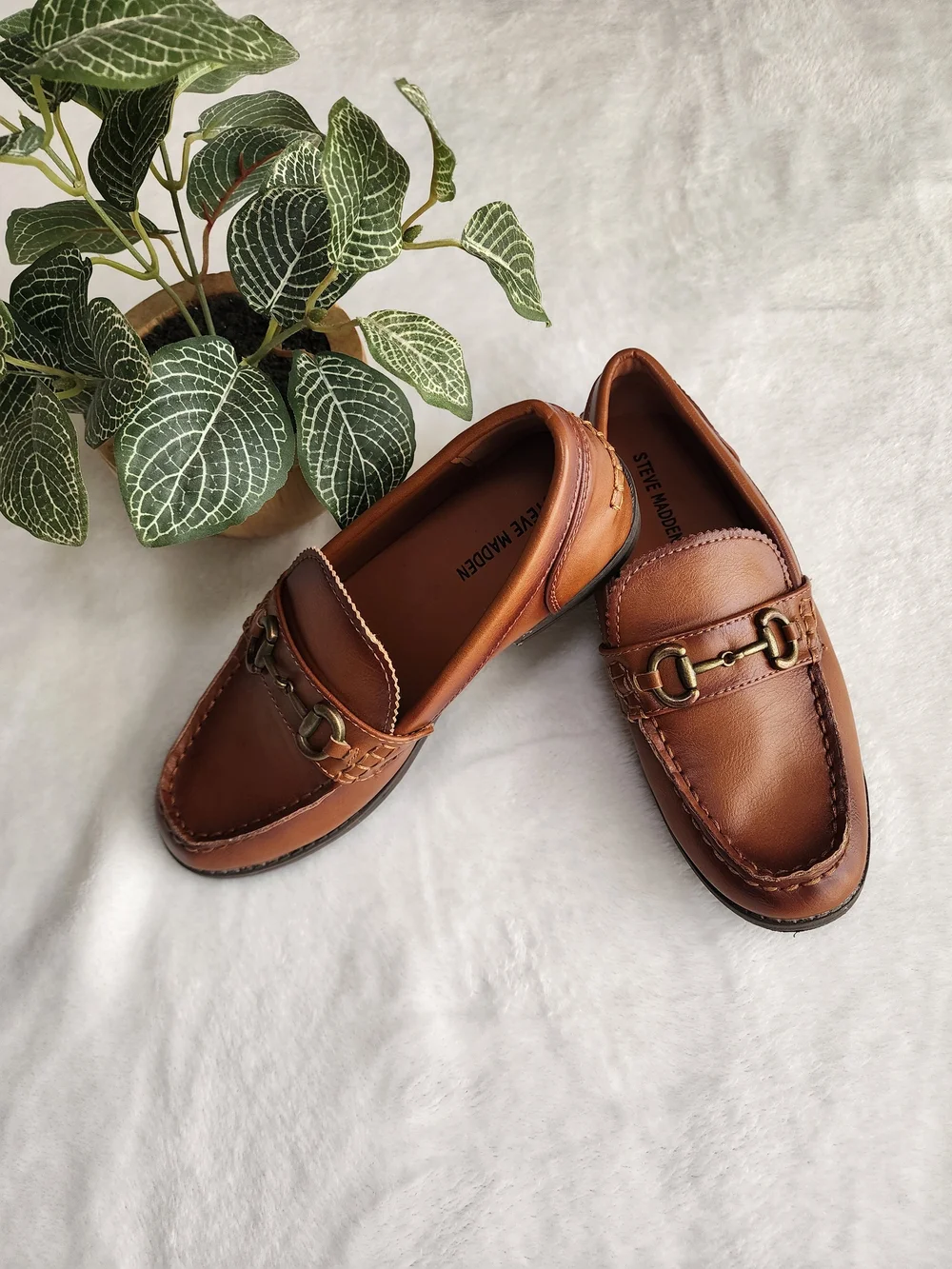 Steve Madden Boys Brown Leather Loafers